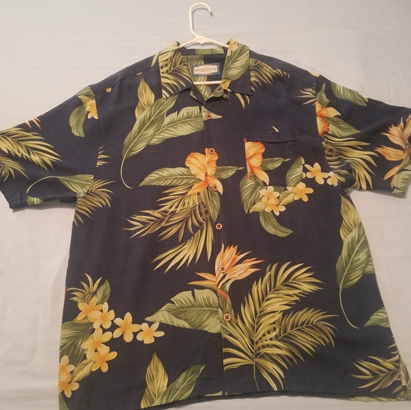 MENS LARGE SEVEN PALMS 100% SILK FLORAL SHIRT Great Christmas Gift - Picture 2 of 6